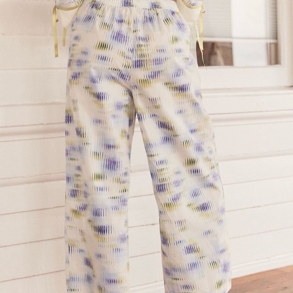 LyreBird set Pastel Watercolor Long-Sleeve Nightgown in Green & Lavender - Picture 3 of 10